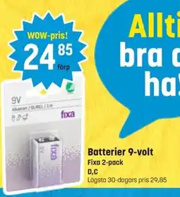 Eurocash Fixa Batterier 9-volt erbjuda