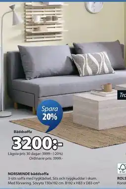 JYSK NORSMINDE bäddsoffa, SEK 3200 erbjuda