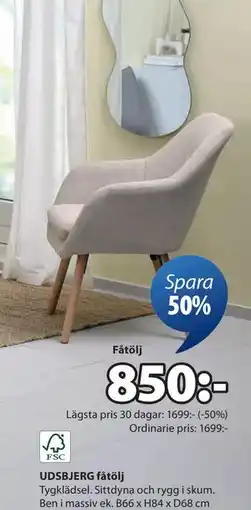 JYSK UDSBJERG fåtölj, SEK 850 erbjuda
