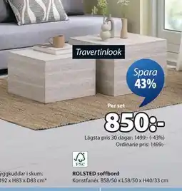JYSK ROLSTED soffbord, SEK 850 erbjuda