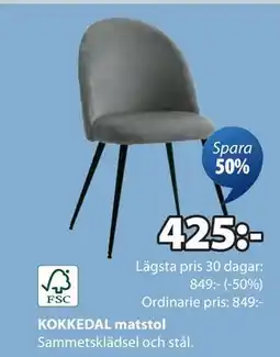JYSK KOKKEDAL matstol, SEK 425 erbjuda