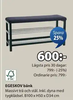 JYSK EGESKOV bänk, SEK 600 erbjuda