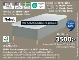 JYSK MJELLA resårbotten grå-23 + EKSO bäddmadrass, SEK 3500 erbjuda