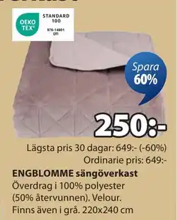 JYSK ENGBLOMME sängöverkast, SEK 250 erbjuda