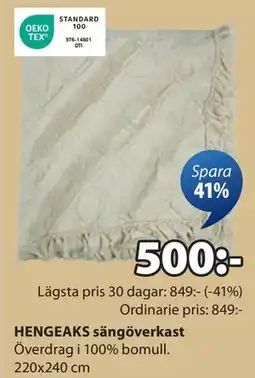 JYSK HENGEAKS sängöverkast, SEK 500 erbjuda