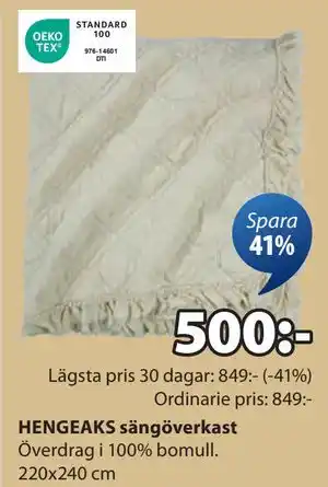 JYSK HENGEAKS sängöverkast, SEK 500 erbjuda
