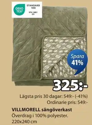 JYSK VILLMORELL sängöverkast, SEK 325 erbjuda