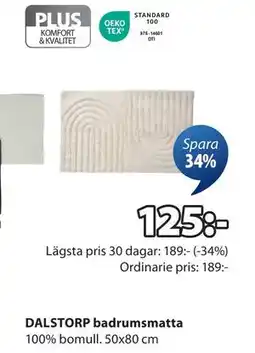 JYSK DALSTORP badrumsmatta, SEK 125 erbjuda