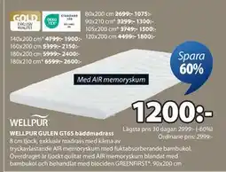 JYSK WELLPUR GULEN GT65 bäddmadrass, SEK 1200 erbjuda