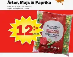 Pekås Ärtor, majs & paprika erbjuda