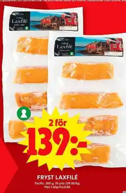 ICA Maxi Fryst laxfilé erbjuda