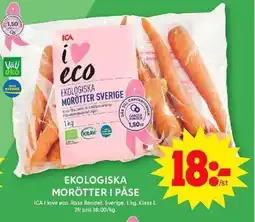 ICA Maxi Ekologiska morötter i påse erbjuda