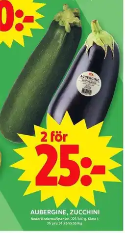 ICA Maxi Aubergine, zucchini erbjuda