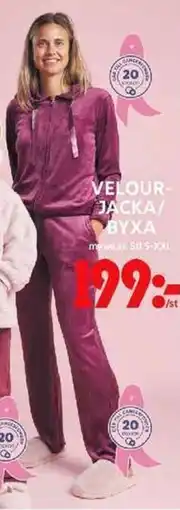 ICA Maxi Velour- jacka/ byxa mywear. st s-xxl erbjuda