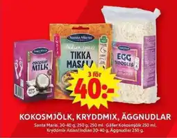 ICA Maxi Kokosmjölk, kryddmix, äggnudlar erbjuda