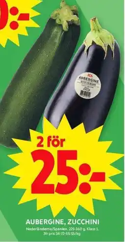 ICA Maxi Aubergine, zucchini erbjuda