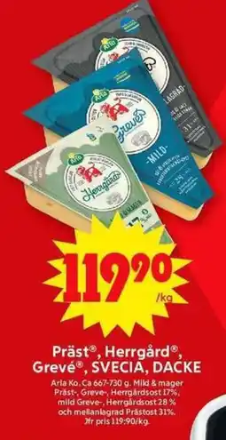 ICA Maxi ARLA Präst, herrgård, grevé svecia, dacke erbjuda
