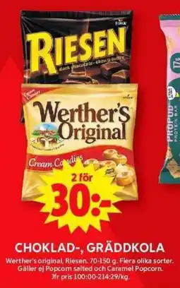 ICA Maxi WERTHER'S ORIGINAL Choklad-, gräddkola erbjuda