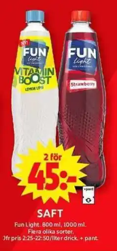 ICA Maxi FUN LIGHT Saft erbjuda