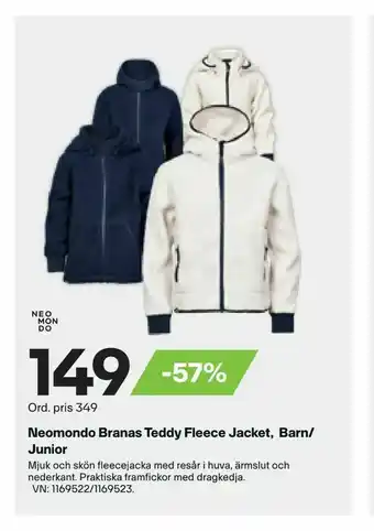 XXL Neomondo Branas Teddy Fleece Jacket, Barn/ Junior erbjuda