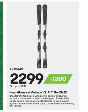 XXL Head Alpine set V-shape V2, Pr 11 Gw 21/22 erbjuda