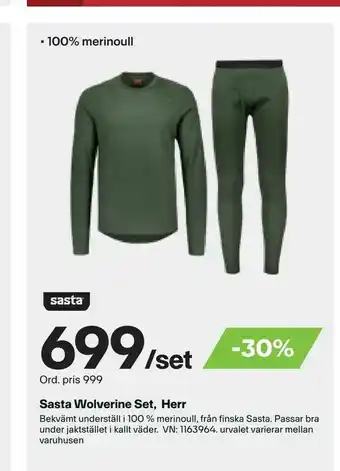 XXL Sasta Wolverine Set, Herr erbjuda