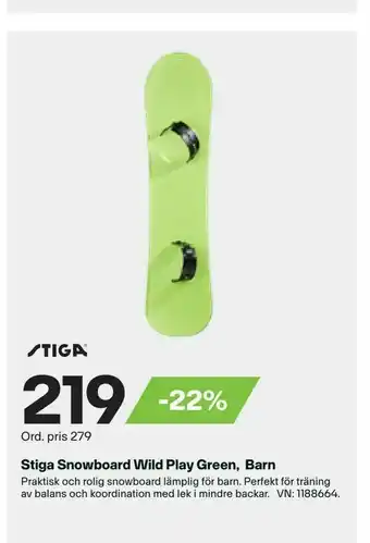 XXL Stiga Snowboard Wild Play Green, Barn erbjuda