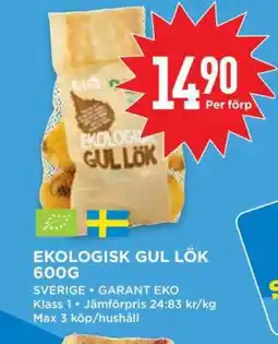 Willys EKOGISK GUL LÖK 600G erbjuda