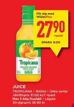 Willys JUICE TROPICANA erbjuda