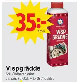 Matöppet Vispgrädde, SEK 35 erbjuda