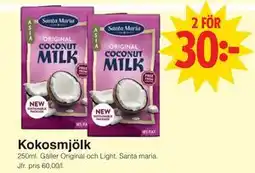 Matöppet Kokosmjölk, SEK 30 erbjuda
