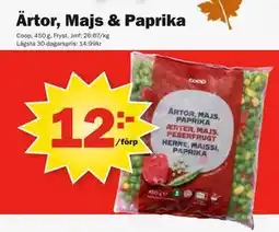 Pekås Ärtor, Majs & Paprika, SEK 12 erbjuda