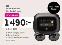 Elon JBL In-ear-hörlurar Live Buds 3, svart erbjuda
