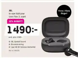 Elon JBL In-ear-hörlurar Live Flex 3, svart erbjuda