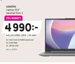 Elon LENOVO Laptop 15,6" IdeaPad Slim 3 erbjuda
