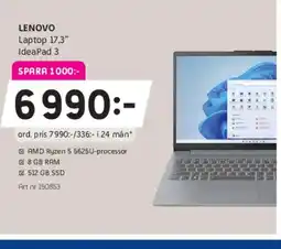 Elon LENOVO Laptop 17,3" IdeaPad 3 erbjuda