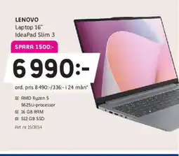 Elon LENOVO Laptop 16" IdeaPad Slim 3 erbjuda