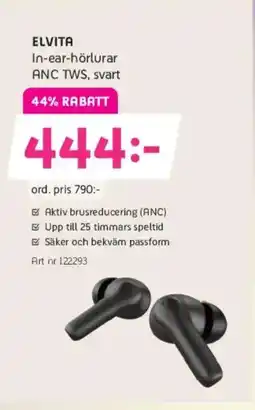 Elon ELVITA In-ear-hörlurar ANC TWS, svart erbjuda