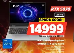 Power LENOVO 15,6" bärbar gamingdator erbjuda