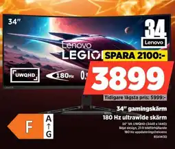 Power LENOVO 34" gamingskärm erbjuda