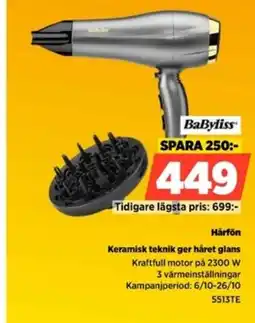 Power BABYLISS Hårfön erbjuda