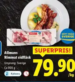 Lidl Allmans Rimmat sidfläsk erbjuda