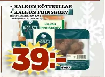 Matdax Kalkon köttbullar • Kalkon prinskorv erbjuda