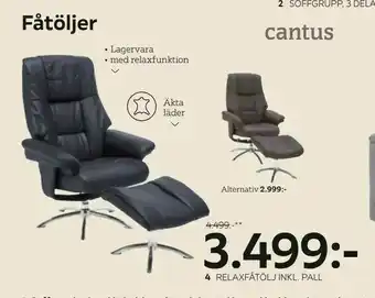 XXXLutz Relaxfåtölj inkl. pall erbjuda