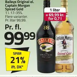 Fleggaard Baileys Original el. Captain Morgan Spiced Gold erbjuda