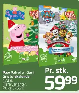 Fleggaard Paw Patrol el. Gurli Gris Julekalender erbjuda