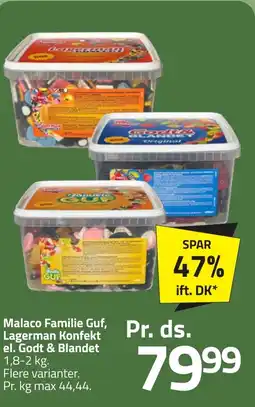 Fleggaard Malaco Familie Guf, Lagerman Konfekt el. Godt & Blandet erbjuda