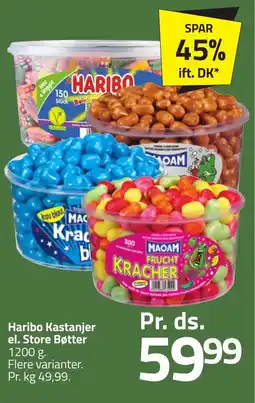 Fleggaard Haribo Kastanjer el. Store Bøtter erbjuda