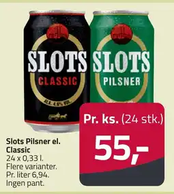 Fleggaard Slots Pilsner el. Classic erbjuda
