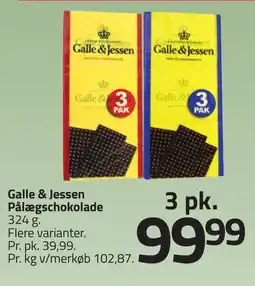 Fleggaard Galle & Jessen Pålægschokolade erbjuda